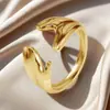 Anillo Retro de Diseño de Nicho para Mujer Acero Inoxidable Estilo Exagerado Forma Especial Hueco Apertura Ajustable Nuevo Anillo de Acero de Titanio