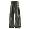 Pantalones cargo plisados curvos estilo americano para hombre, nuevo modelo de primavera y otoño, pantalones largos casuales rectos holgados de pierna ancha modernos para hombre