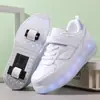 [Transfronterizo] Zapatos para caminar de doble rueda niños y niñas zapatos de carga de dos ruedas zapatos de aspecto alto con ruedas para 6-16 años