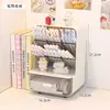 Caixa de Armazenamento Multifuncional para Mesa Porta-Canetas Inclinado Painel de Pegboard Gaveta Três em Um Material Escolar para Estudante Grande Capacidade Armazenamento de Escritório