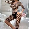 Lencería sexy tentación sexy malla grande hueca todo en uno ropa de red asimétrica