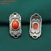 Prata de lei S925 anel duplo binaural ágata safira acessórios vintage antigo DIY brincos de miçangas feitos à mão material joia