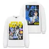 Camiseta de Manga Larga Pesada de Algodón Puro con Lavado Ácido Estilo Retro Americano Star Wars para Hombre, Marca de Moda Trendy de Comercio Exterior de Calle