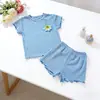 Conjunto de Verão Infantil: Camiseta Listrada de Manga Curta e Shorts com Cintura Elástica, Conjunto de Duas Peças de Verão para Crianças