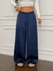Pantalones de pierna ancha de satén de alta cintura adelgazantes holgados casuales para el trabajo, de estilo europeo y americano, para el verano y otoño de 2026