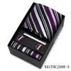 Conjunto de Presente com Gravata Listrada e Lenço Quadrado Masculino, Traje Formal Estilo Europeu, Nova Gravata de Alta Qualidade Amarrada à Mão, Estoque Pronto de Fábrica