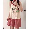 Pijama Lindo con Tirantes para Niñas, Nuevo Modelo Verano 2026, Shorts Rojos Sexys, Ropa para el Hogar, Venta al por Mayor Transfronteriza