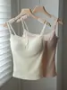 Camisola de renda Dopamine com bojo para mulheres, novo estilo primavera/verão, adequada para usar por baixo ou por cima, corte justo, top puro e sedutor