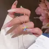 Colar Pingente Flor Colorida Dopamina Estilo Ins Coreano para Mulheres Corrente para Clavícula de Temperamento de Luxo Leve Acessórios