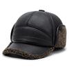 Gorra de Cuero con Patrón de Lichi para Personas de Mediana Edad y Mayores en Invierno Gorra Lei Feng Cálida con Protección para los Oídos para Hombres Gorra de Béisbol a Prueba de Viento con Forro de Lana para Papá