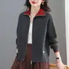 Cardigan de Punto para Mujer, Nuevo Estilo Primavera y Otoño 2026, Corto, Holgado, con Cremallera, Moda, Cuello Solapa
