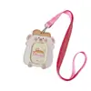 Portatarjetas con correa para el cuello de PU de dibujos animados Hisocute, protector de tarjeta de 3 pulgadas, estuche de almacenamiento para tarjeta de comida de estudiante, tarjeta de autobús