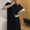Vestido Verão Novo Gola Polo Renda Minissaia Estilo Francês Hepburn Reto Vestidinho Preto Estilo Maduro Leve
