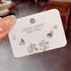 Nuevos Pendientes de Tres Piezas con Pétalos Microincrustados Mori Exquisitos Pendientes de Pin de Plata con Forma de Corazón Pequeño Joyería de Oreja de Nicho Personalizada