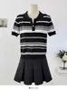 Tejido de Punto Polo Rayado Estilo Francés 2026 Verano Nuevo Estilo Suéter de Manga Corta Moda Versátil y Casual