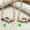 Colar Fred Fecho de Ferradura Pingente em Forma de U Totalmente Cravejado de Diamantes Fecho de Oito Corrente para Clavícula de Casal Corrente Torcida