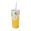 Vaso de vidrio con rayas verticales estilo ins con tapa, elegante y de gran capacidad para el hogar. Vaso de leche de verano.