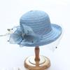 Sombrero de Malla de Verano con Ala Enrollada Sombrero de Sol con Lazo de Encaje Europeo y Americano Sombrero de Sol para la Costa de Sanya Sombrero para Atmósfera de Fotografía