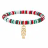 Popular Serie Navideña de Arcilla Polimérica Europea y Americana Pulsera Colgante de Acero Inoxidable de Papá Noel Muñeco de Nieve Joyería de Comercio Exterior al por Mayor
