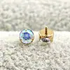 Brinco de zircônia com três garras oco de liga de titânio ASTM F-136 G23 titânio super brilho piercing labial piercing de língua joia com rosca interna