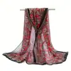 Lenço de Chiffon Respirável Estampado Mais Vendido na Fronteira Feminino Europeu e Americano Elegante Elegante Protetor Solar Lenço Estampa de Castanha