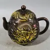 Ornamento de Panela de Cobre Dourado Antigo Dragão Auspicioso Criativo Chaleira de Água para Chá Brinquedos Culturais Domésticos Decoração de Sala de Estar Presentes e Artesanato