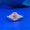 Mu Jing Joyería Nuevo Anillo de Diamante Palmero en Polvo de Plata S925 Anillo de Diamante de Simulación Juego de Anillos con Diamante en Polvo de 5*7mm Anillo para Mujer