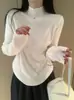 Suéter básico de punto de manga larga con cuello medio para mujer, nuevo estilo otoño/invierno, adelgazante y versátil, top de moda, talla única