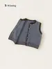 Chaleco de punto a rayas Bangxuan Huzhou Zhi Li para niños, top interior de bloques de color para niños, chaleco de lana para niñas