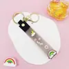 Llavero Colgante de Cordón de Cuero con Letra Transparente Brillante con Accesorios Estilo Muñeca Rellena de Aceite Encanto de Llavero Pulsera Venta al por Mayor