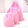 Bolsas de terciopelo con cordón, Empaques de regalo de terciopelo, Bolsas con cordón para empaque de joyería, Bolsas de almacenamiento de felpa, Al por mayor en stock