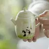 Juego de Té de Panda Pintado a Mano de las Dinastías Tang y Song, Tetera de Cerámica Arita con Filtro de Agujeros Redondos para Uso Doméstico, Tetera de Mano