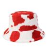 Sombrero de Vaca Nuevo Imitación Piel de Conejo Sombrero de Pescador Estampado Moda Felpa Cálido Sombrero Espeso Celebridad de Internet Estilo Callejero Dulce Sombrero