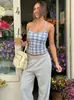Ropa de Mujer Europea y Americana Otoño 2026 Nuevas Llegadas Cuadros Frescos Espalda Descubierta Adelgazante Halter Chaleco Pequeño Comercio Exterior Mayoreo