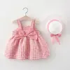 Nueva falda de verano para niños, falda de algodón a cuadros para niñas, falda de tirantes a cuadros para bebés niñas 2022 1061