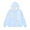 Sudadera con Capucha y Bordado de Lunares Estilo Dulce Americano para Mujer Otoño Nueva Holgada Casual Versátil Chaqueta con Cremallera