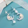 Pendientes de Borla de Perla Lunar Flor de Rosa Estilo Francés para Mujer, Diseño de Nicho, Elegantes y Graciosos, Pendientes de Nuevo Estilo 2026