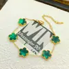 Pulsera de Acero de Titanio de Cinco Hojas de Doble Cara para Mujer, Joyería Nueva Transfronteriza, No se Desvanece, Oro de 18K, Joyería de Lujo Ligero, Venta al por Mayor