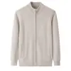Suéter Puro de Cachemira para Hombre, Cárdigan con Cremallera y Cuello Alto, Suéter de Punto Grueso de Calibre 7, Suéter de Cachemira de Exportación
