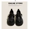 Zapatos negros de cuero con suela gruesa y forro de felpa, nuevos para 2026, otoño e invierno, mocasines de plataforma con cordones versátiles de estilo británico para mujer