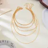 Colar Europeu e Americano Transfronteiriço Simples de Corrente Empilhável Conjunto de 4 Peças Moda Versátil Colar Multicamadas Corrente para Clavícula para Mulheres Atacado