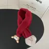 Cachecol infantil estilo coreano com gola cruzada para outono e inverno, aquecedor de pescoço com pompom de cachorrinho de desenho animado, cachecol pequeno macio e quente