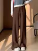 Pantalones de Punto Anchos con Flecos de Estilo Casual para Mujer, Otoño e Invierno 2026 Nuevos Pantalones Anchos de Pierna Larga con Cintura Alta Adelgazantes y con Caída