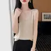 Colete de Tricô com Decote V em Linho Tencel para Mulheres, Cor Sólida, Sem Mangas, Peça Interna, Nova Coleção Primavera/Verão 2026