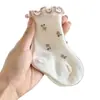 Meias Finas de Bebê para Meninas Recém-Nascidas, Primavera e Verão, Barra com Renda, Estilo Doce, Meias Infantis até o Meio da Panturrilha