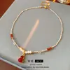Collar con Colgante de Calabaza, Perla de Agua Dulce de Cristal, Nuevo Estilo Chino, Cadena Versátil para Clavícula, Lujo Ligero, Collar Retro de Gama Alta para Mujer
