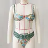 Biquíni Fio Dental Strapless Vintage Floral Franzido Sexy Roupa de Banho Duas Peças para Mulheres 2026 Novo Modelo Exportação