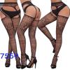 Meia-calça de renda transparente com abertura no entrepernas, alça fina, seda preta, rede sexy, antiderrapante, peça única com cinta-liga popular nova na Europa e América para mulheres