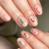 24 piezas de uñas postizas con temática navideña, con un diseño de copo de nieve francés verde, para una fácil aplicación y un look moderno, adecuadas tanto para el mercado europeo como para el americano