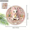 Letrero de Madera de Pascua con Conejo Letrero de Bienvenida para Puerta Venta al por Mayor Decoración de Pared de Atmósfera Festiva Decoración de Pared Artesanía de Madera